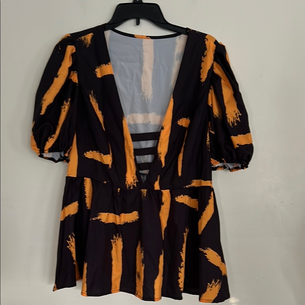 SHEIN Curve Black and Orange Top